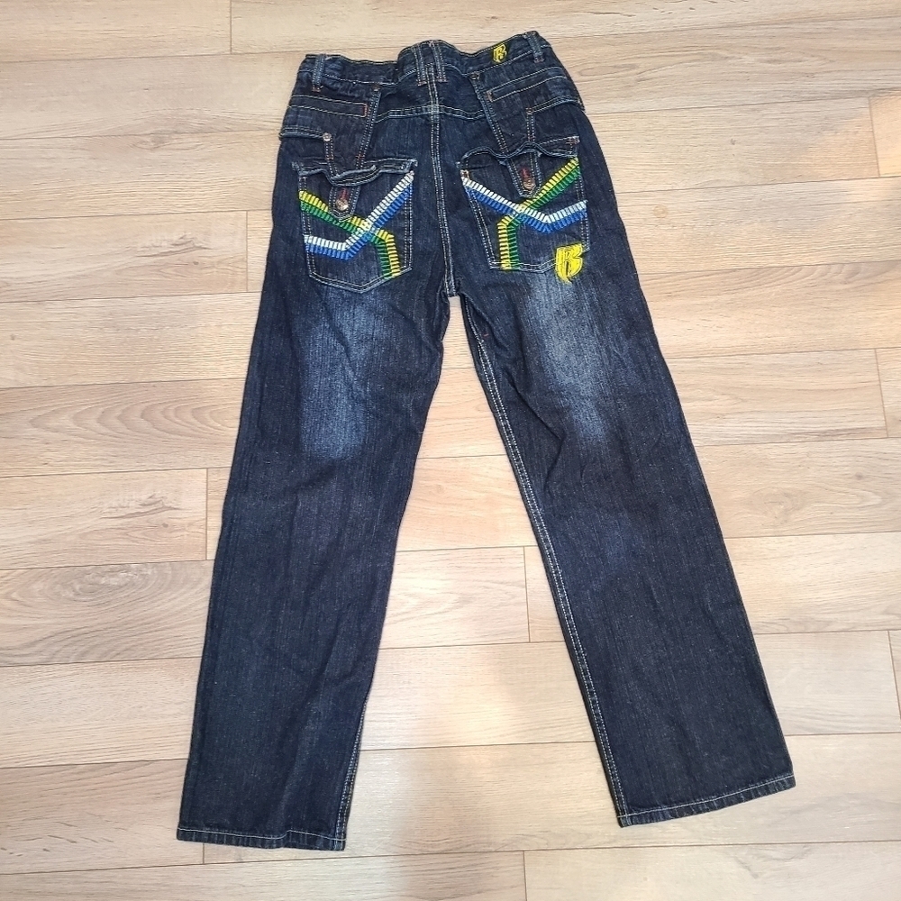 Ruff Ryders Kid Jeans Bootcut High Rise Gold Embroidery Pocket Size 16 Y2K Denim